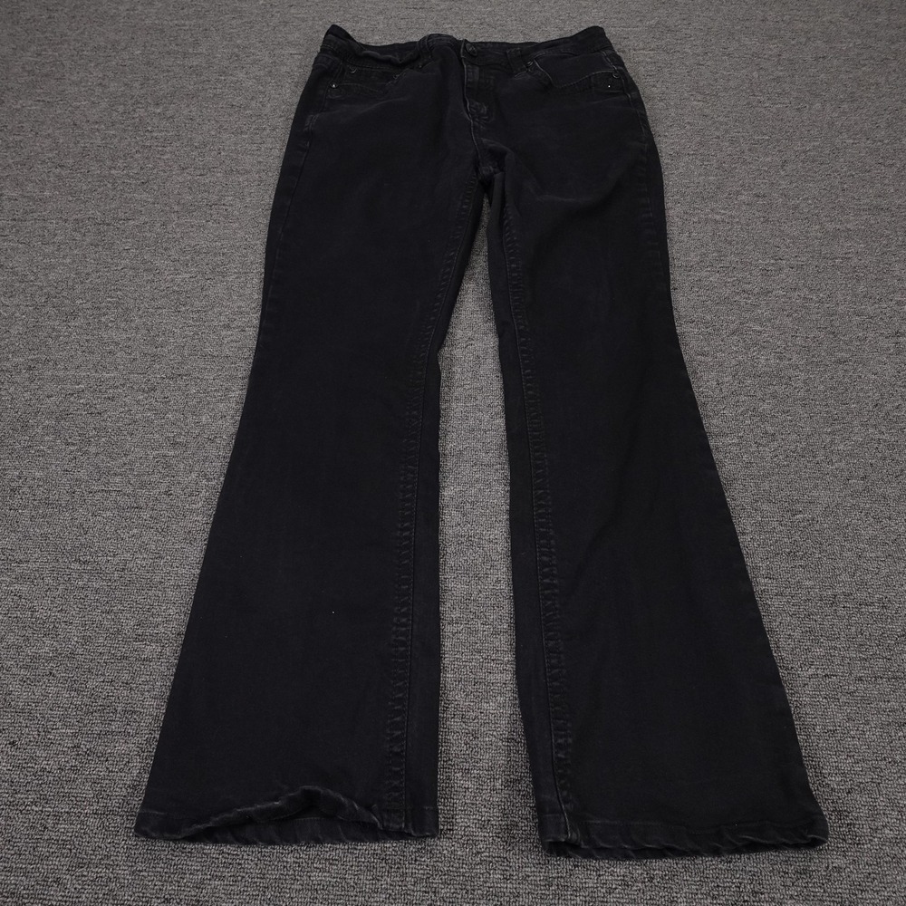 Shyanne Jeans Womens 34 Long Tall Black Dark Wash Mid Rise Flare Stretch Denim